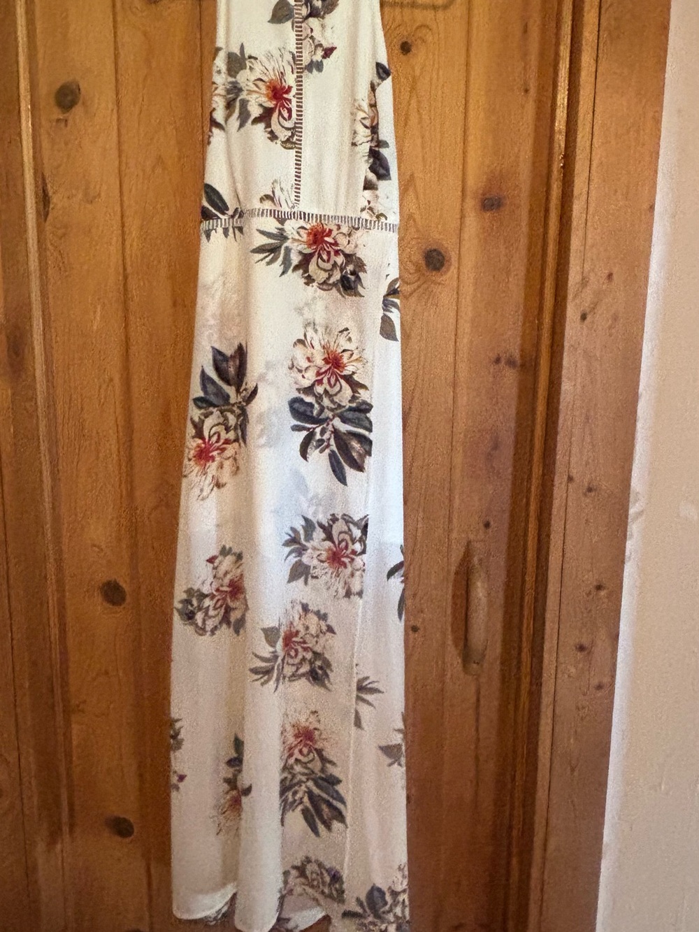 Floral Halter Maxi Dress in White with Multi-Color Bloom
